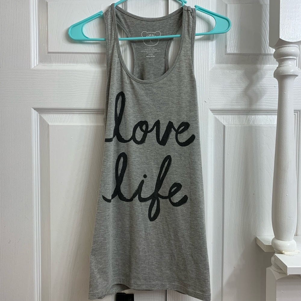 Women’s Love Life Racer Back Tank size L